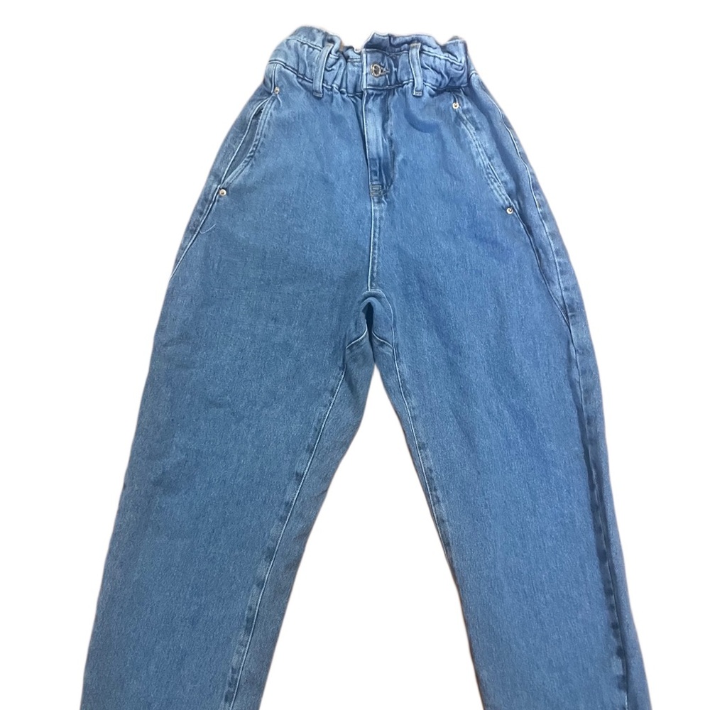 ZARA Paperbag Jeans Stretchy Waistband High Waisted